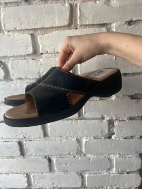 Hush Puppies Black Slip-On Open-Toe Sandals